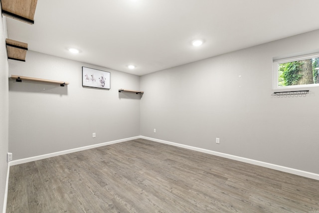 201 Sunset St, Hot Springs, AR 71913 - below grade area with wood finished floors, recessed lighting, and baseboards