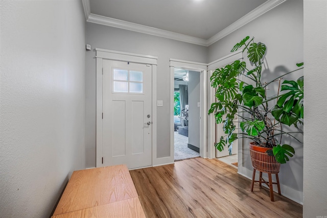 118 Lydia Dr, Maumelle, AR 72113 - entrance foyer featuring wood finished floors, ornamental molding, and baseboards