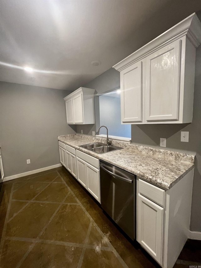 233 Iris, Benton, AR 72015 - kitchen featuring dishwasher, a sink, white cabinets, light countertops, and baseboards