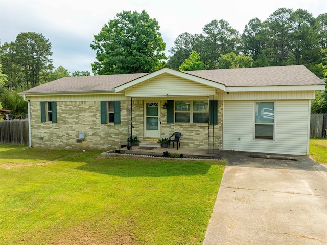 1417 Meadowbrook Dr, Heber Springs, AR 72543 - single story home with crawl space, a porch, a shingled roof, brick siding, and driveway