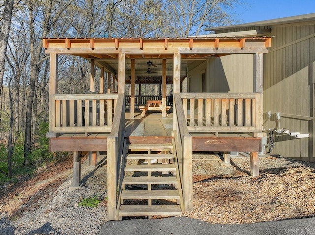 1912A5 Central Blvd, Bull Shoals, AR 72619 - deck featuring ceiling fan and stairs