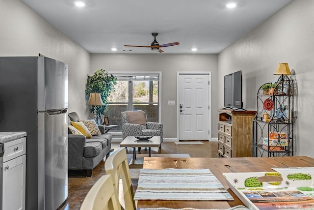 1912A5 Central Blvd, Bull Shoals, AR 72619 - living area featuring a ceiling fan and recessed lighting