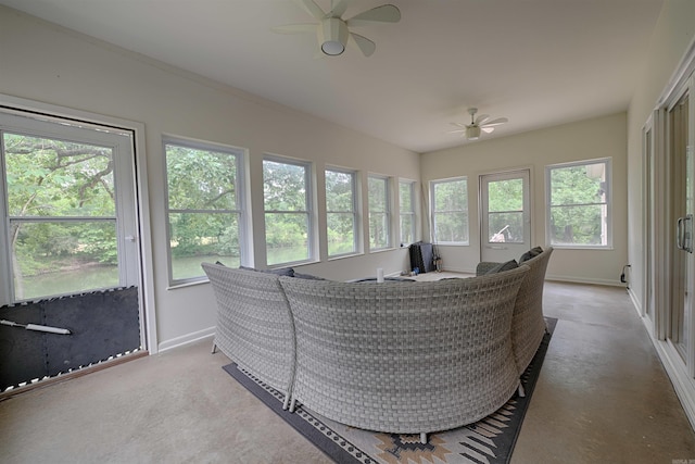 343 Boulder Rd, Royal, AR 71968 - sunroom with a ceiling fan and an outdoor hangout area