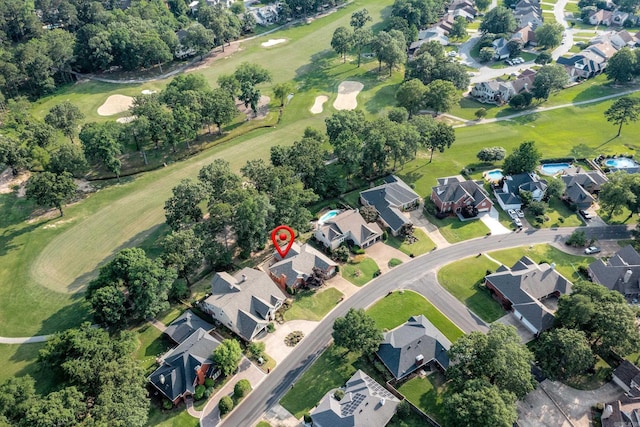 16 Masters Place Dr, Maumelle, AR 72113 - aerial overview of property's location featuring nearby suburban area, a golf course, and a tree filled landscape
