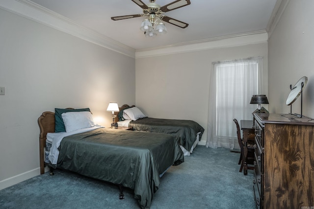 16 Masters Place Dr, Maumelle, AR 72113 - bedroom featuring ornamental molding, baseboards, carpet floors, and ceiling fan