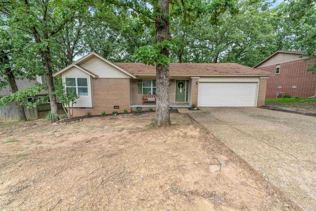 61 Falcon Dr, Sherwood, AR 72120 - ranch-style home with a garage, driveway, brick siding, and crawl space