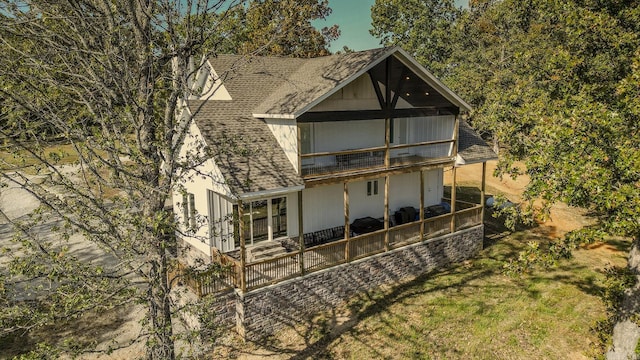 38 Oak Ridge Dr, Gepp, AR 72538 - rear view of property with a balcony and a shingled roof