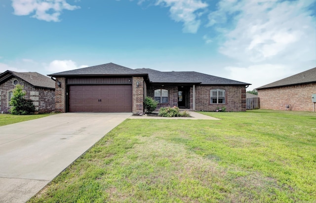 68 Smarty Jones Cir, Austin, AR 72007 - single story home featuring a garage, brick siding, concrete driveway, and a shingled roof