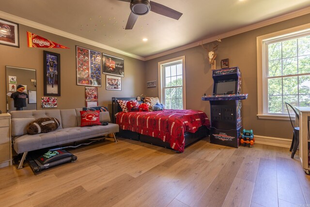 40 Tennyson Ct, North Little Rock, AR 72116 - bedroom featuring wood finished floors, crown molding, a ceiling fan, and baseboards