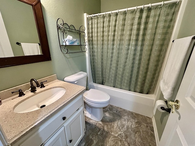 1828 Dove Dr, Benton, AR 72015 - bathroom featuring shower / bath combo with shower curtain, vanity, and toilet