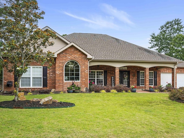 57 Excelso Way, Hot Springs Village, AR 71909 - view of front of home with a front lawn, brick siding, and roof with shingles