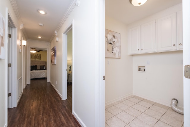 69 Quail Valley Rd, Sherwood, AR 72120 - laundry room featuring ornamental molding, washer hookup, ceiling fan, baseboards, and recessed lighting