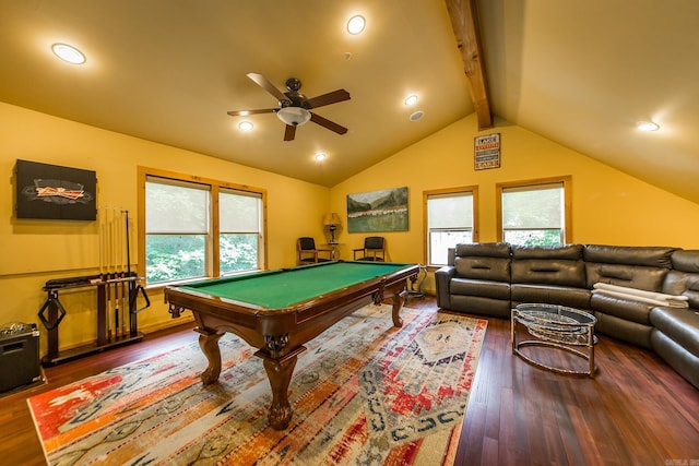 220 Brown Rd, Greers Ferry, AR 72067 - rec room with hardwood / wood-style flooring, billiards table, a ceiling fan, and recessed lighting
