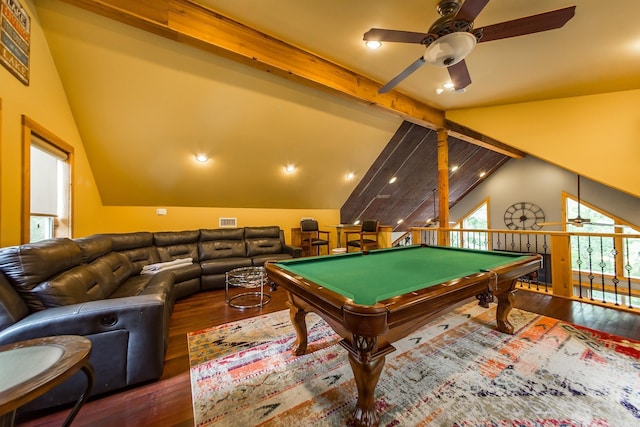 220 Brown Rd, Greers Ferry, AR 72067 - playroom featuring ceiling fan, hardwood / wood-style flooring, billiards, and recessed lighting
