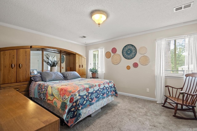 21 Evergreen Park, Cabot, AR 72023 - bedroom with multiple windows, ornamental molding, a textured ceiling, carpet floors, and baseboards