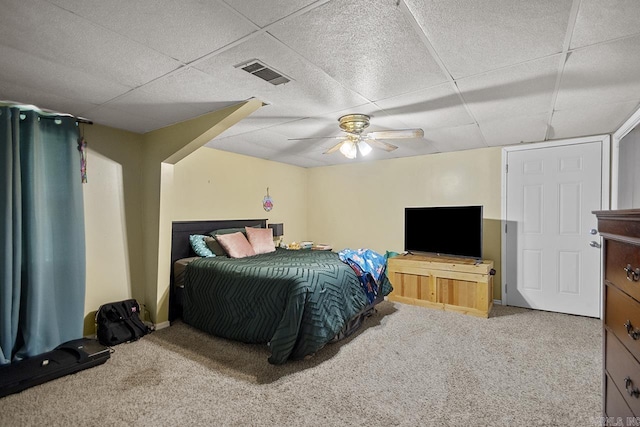 21 Evergreen Park, Cabot, AR 72023 - carpeted bedroom featuring a paneled ceiling, ceiling fan, and baseboards