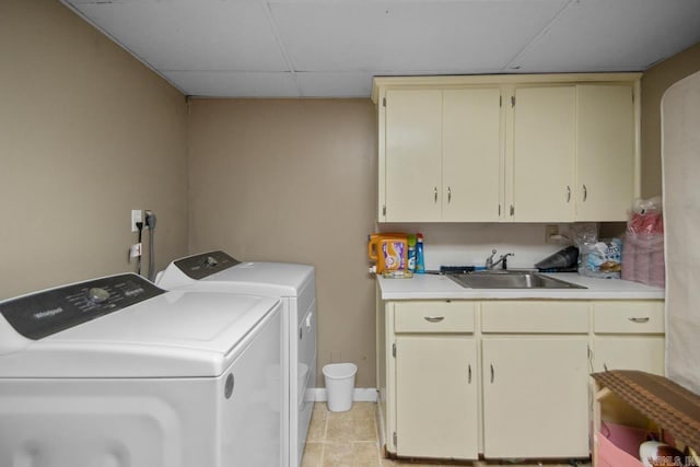 21 Evergreen Park, Cabot, AR 72023 - laundry room with cabinet space, independent washer and dryer, and light tile patterned flooring