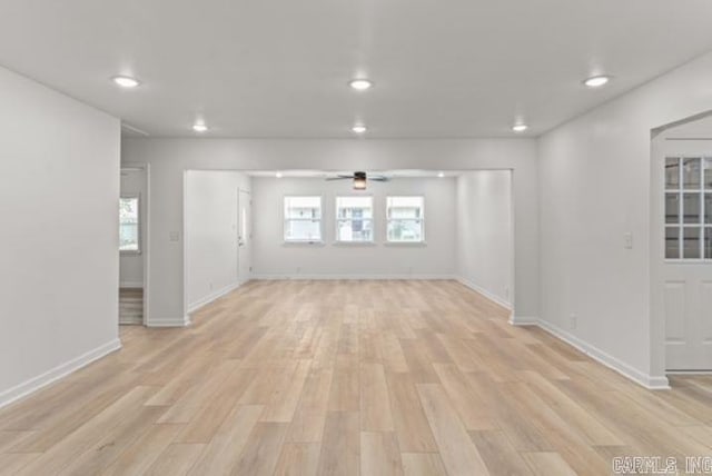 1506 N Pratt St, Pocahontas, AR 72455 - spare room with ceiling fan, light wood-style floors, recessed lighting, and baseboards