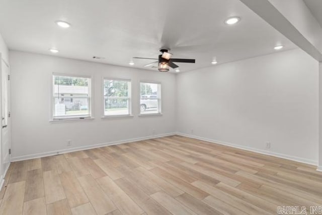 1506 N Pratt St, Pocahontas, AR 72455 - unfurnished room featuring ceiling fan, light wood-style floors, recessed lighting, and baseboards
