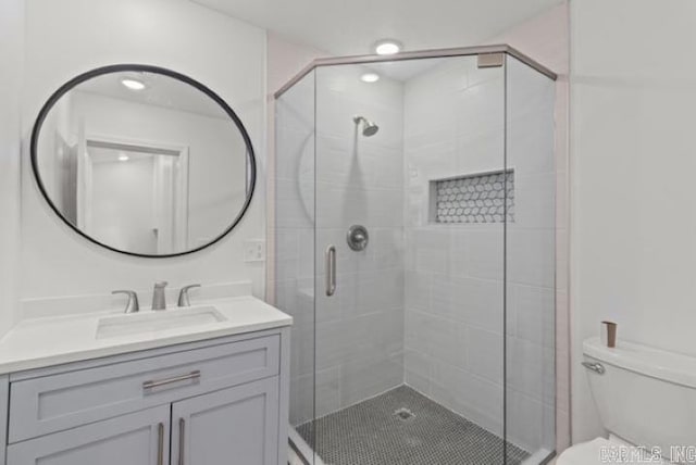 1506 N Pratt St, Pocahontas, AR 72455 - bathroom with vanity, toilet, and a stall shower
