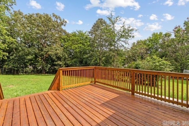 1506 N Pratt St, Pocahontas, AR 72455 - wooden terrace with a lawn and view of wooded area