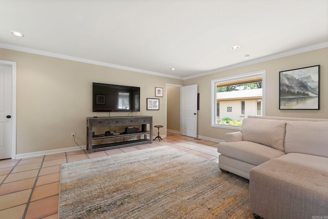 13 Heritage Park Cir, North Little Rock, AR 72116 - tiled living room featuring ornamental molding, recessed lighting, and baseboards