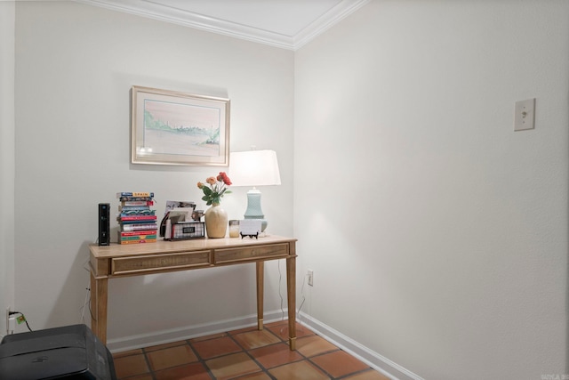 13 Heritage Park Cir, North Little Rock, AR 72116 - office space with crown molding, baseboards, and light tile patterned flooring