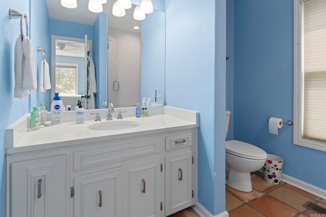 13 Heritage Park Cir, North Little Rock, AR 72116 - bathroom with toilet, vanity, tile patterned flooring, an enclosed shower, and baseboards