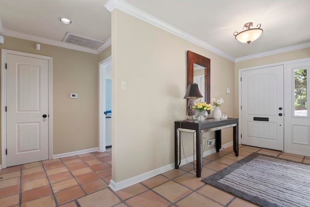 13 Heritage Park Cir, North Little Rock, AR 72116 - entrance foyer with ornamental molding, light tile patterned floors, baseboards, and recessed lighting