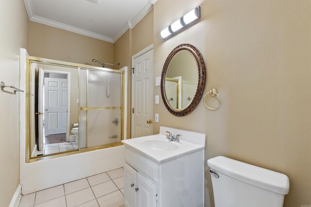 5 Cypress Pt, Little Rock, AR 72212 - full bath with toilet, crown molding, vanity, shower / bath combination with glass door, and tile patterned flooring