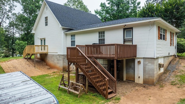 15621 Mail Route Rd, Little Rock, AR 72206 - rear view of property with stairs, a deck, and roof with shingles