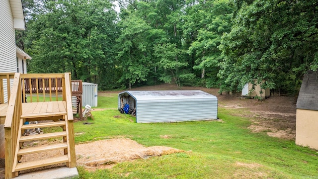 15621 Mail Route Rd, Little Rock, AR 72206 - view of green lawn with stairs and a deck