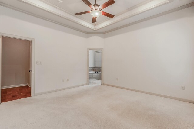 26 Kanis Creek Pl, Little Rock, AR 72223 - carpeted empty room featuring a raised ceiling, ceiling fan, crown molding, and baseboards