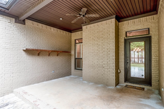 26 Kanis Creek Pl, Little Rock, AR 72223 - entrance to property featuring ceiling fan, brick siding, and a patio area