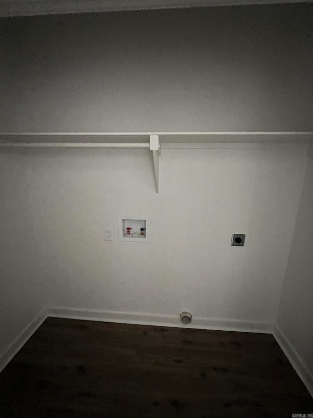 509 Algood St, Benton, AR 72015 - laundry area featuring hookup for a washing machine, hookup for an electric dryer, dark wood-style floors, and baseboards