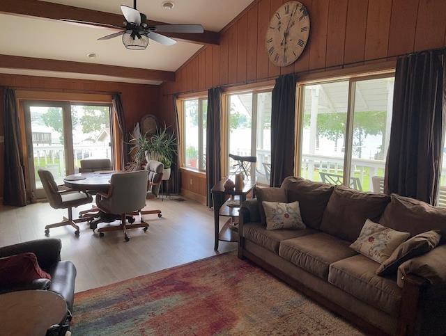 1803 Fairwater Cir, Horseshoe Bend, AR 72512 - office space featuring plenty of natural light, light wood finished floors, ceiling fan, and wood walls