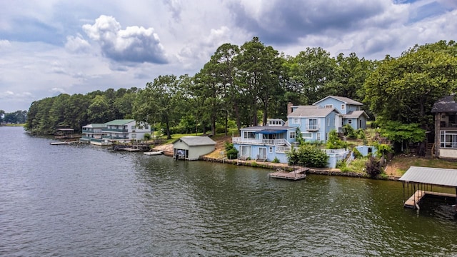 water view featuring a boat dock