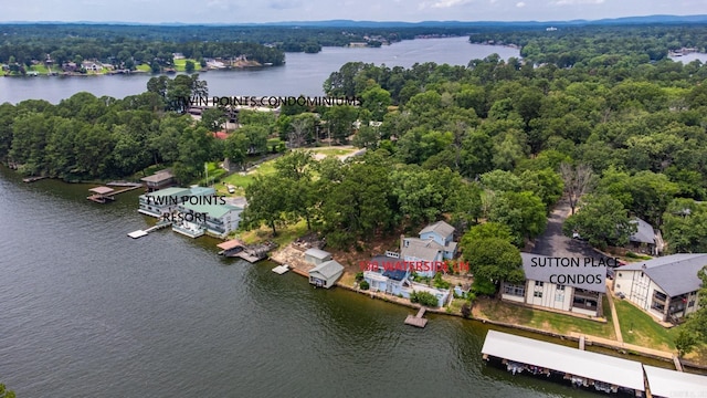 aerial view of a nearby body of water
