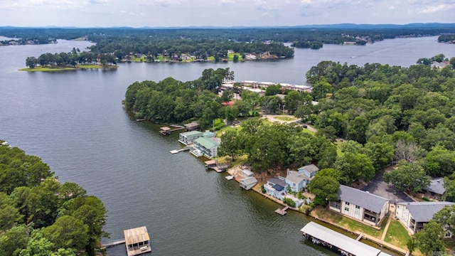 aerial view of a nearby body of water