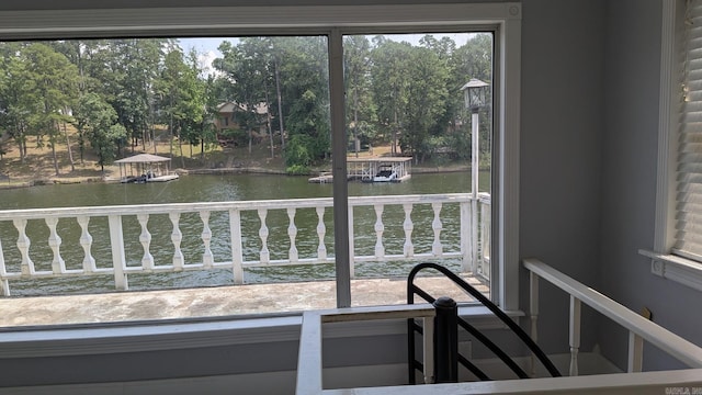 water view with a tree filled landscape