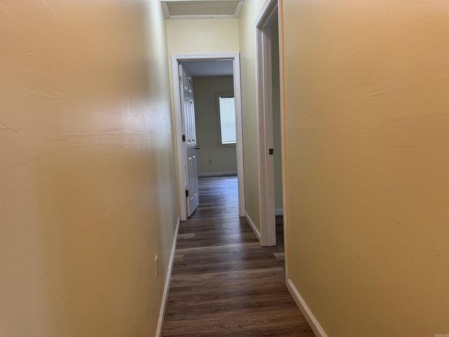 1316-1318 W 13th St, Little Rock, AR 72202 - corridor featuring dark wood-style floors, baseboards, and attic access