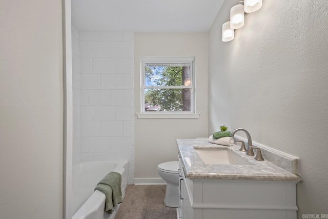 104 Dickson Dr, Little Rock, AR 72207 - full bath featuring vanity, toilet, baseboards, and tub / shower combination