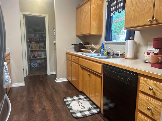 3537 W 26th Hwy, Arkadelphia, AR 71923 - kitchen with dishwasher, a sink, light countertops, and dark wood-type flooring