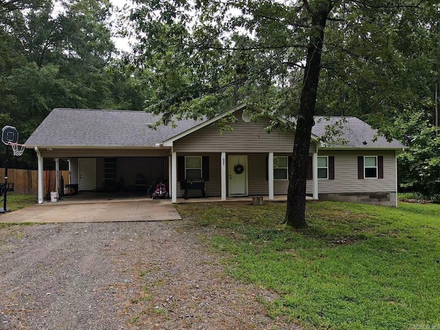 3537 W 26th Hwy, Arkadelphia, AR 71923 - ranch-style house with dirt driveway, covered porch, roof with shingles, and an attached carport