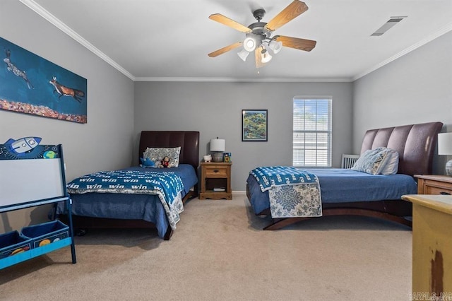 9 Westoak Cir, Little Rock, AR 72223 - carpeted bedroom featuring crown molding and ceiling fan