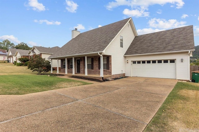 9 Westoak Cir, Little Rock, AR 72223 - view of front of house with driveway, a chimney, a porch, an attached garage, and a front yard