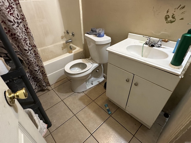422 Mimosa Rd, North Little Rock, AR 72117 - bathroom featuring toilet, tile patterned floors, shower / bath combination with curtain, and vanity