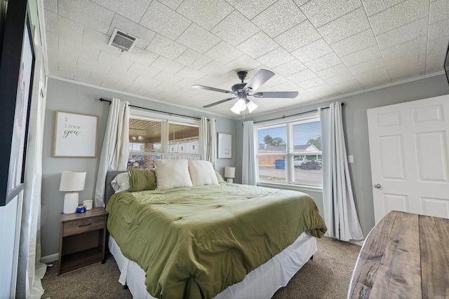508 W Bell, Sheridan, AR 72150 - bedroom featuring carpet, crown molding, and a ceiling fan