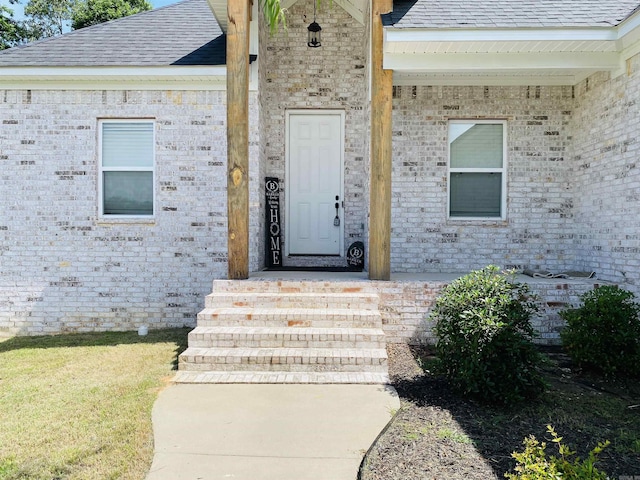 5104 Peace Ln, Alexander, AR 72002 - property entrance featuring brick siding and a shingled roof