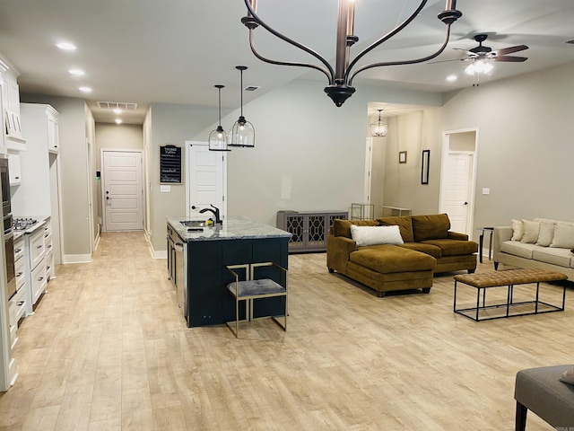 5104 Peace Ln, Alexander, AR 72002 - living room with a ceiling fan, light wood-style flooring, recessed lighting, and baseboards